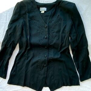 breakin loose vintage 80s black button up top with embroidered detail size 11/12